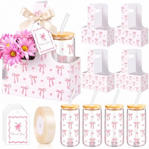 4 Set Pink Bow Teacher Cup Holder Appreciation Gifts Sets by Singhoow
