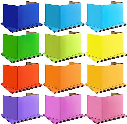 SATINIOR 36 Pcs Privacy Boards for Student Desks Classroom Desk Divider Trifold Table Desk Privacy Panel Privacy Folders for Students Desk Partition Study Carrel School Teacher 12 Colors, 16 x 12 in by SATINIOR