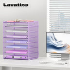 Lavatino 2 Pack 8-Tier Office Desk File Organizer, Letter Tray Paper Organizer with Handle, Including 5 Adjustable Slide Trays for Organizing Desk Workspace Accessories and Supplies (Purple Mesh) - Image 7