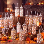 Meanplan Halloween Plastic Cups with Lids and Straws 14 oz Pink Ghost - Image 6