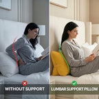 Pat. Pend. Corduroy Reading Back Pillow with Lumbar Support, Triangle Backrest Cushion for Bed Sitting & Relaxing, Support Pillow for Sofa or Headboard, Bright Yellow - Image 3