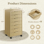 7 Drawer File Cabinet with Wheels for Home Office, Natural Walnut - Image 2