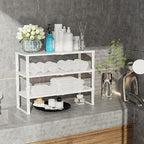 Jojocross Expandable Cabinet Shelf Organizer Storage Spice Rack Shelves for Kitchen Stackable Adjustable Pantry Cupboard Bathroom Countertop Desktop(2Packs/White/Medium-with Hole) - Image 4