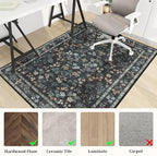 chakme Office Chair Mat for Hardwood Floor, 48"x36" Easy Glide Computer Desk Mat Protector for Rolling Chair Under Desk Rug Nonslip Backing, Machine Wash, (Floral) - Image 3
