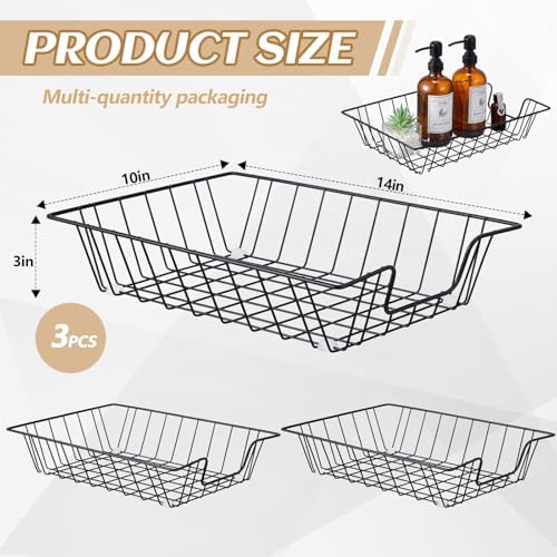 Yeaqee 3 Pcs Letter Tray Classroom Paper Trays,14'' X 10'' X 3'',Black - Image 2