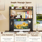 LDAILE 2-Tier Desk Hutch with Pegboard Desktop Organizer - Image 5