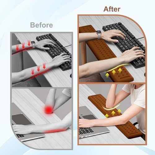 Leolee L-Shaped Desk Long Wrist Rest Elbow 60CM, Brown Arm Rest for Desk - Image 3
