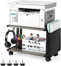 BTY Printer Stand Under Desk Printer Table with Storage Small Printer Cart with Wheels 2 Tier Desktop Printer Stands for Home Office Fax Machine Scanner Files (Grey) by BTY