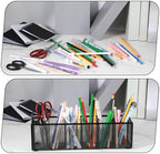 2 Pcs Black Metal Mesh Desk Organizer Pen Holder 6 Compartments Pencil Holder for Desk, pen organizer for Office Supplies, Pencil Caddy, Makeup Brush Storage, Home and Classroom Accessories - Image 4