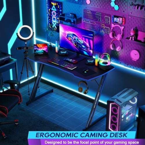 BestOffice | 39" Gaming Table | Black & Blue | Z-Shaped Computer Desk - Image 4