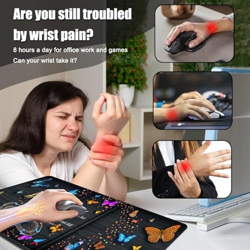 Desk Mat, Mouse Pad with Wrist Rest, 4-in-1 Large Mouse Pads for Desk, Ergonomic Mouse Pad and Keyboard Wrist Rest Gaming Keyboard Mat for Office,Color Butterfly Psalm - Image 4