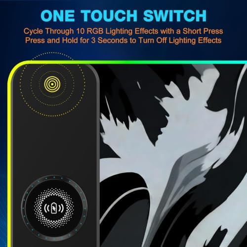TARKARI 15W Magnetic Wireless Charging RGB Mouse Pad, 800x300mm Ink Splash - Image 4
