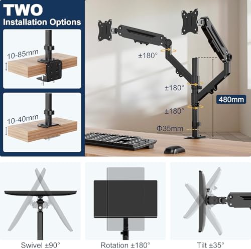 Dual Monitor Mount for 17-40'', Holds up to 26.4 lbs/arm - Image 6