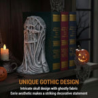 MyGift Gothic Bookends, Skull Decorative Book Ends for Heavy Books, Resin Horror Themed Death Skull Statue Book Holder for Shelves, Office, Halloween Decor - Image 2