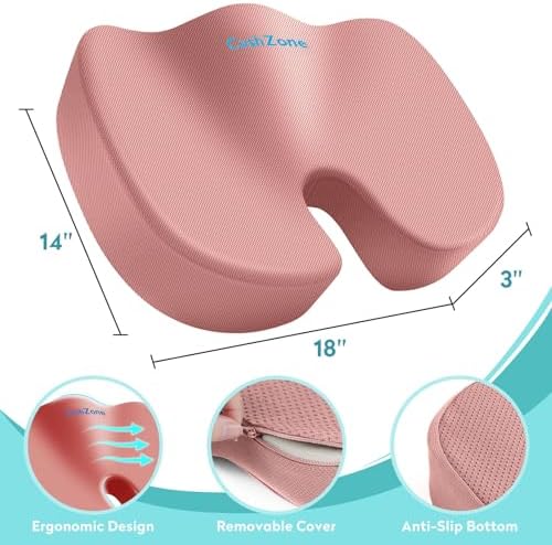 Gel Seat Cushion, Cooling Memory Foam Cushion for Office Chair, Pink - Image 3