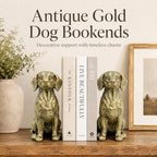 Antique Brass Dog Bookends Set of 2, Decorative Shelf Decor - Image 3