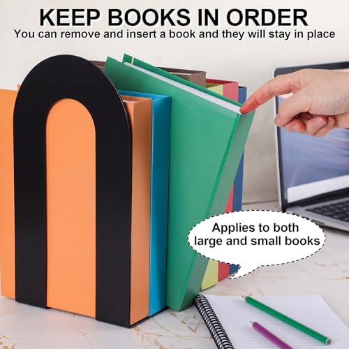 Chunful 6 Pcs Black Metal BookEnds Shelves, 9.5 x 7.75 x 4.75 in - Image 4