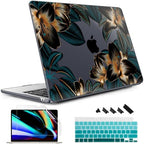 May Chen for M5 MacBook Air 13.6 Inch Case 2026 2025 2024-2022 Release M5 A3449 M4 A3240 M3 A3113 M2 A2681, Plastic Hard Shell Case for MacBook Air 13.6" with Retina Display, Golden Lilies Flowers by MayChen