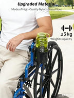 JOYTUTUS Wheelchair Cup Holder 2 Pack, 2-in-1 Walker Cup Holder with 6.4'' Storage Box, Drink Holder for Bottle with Handle, Fit for Wheelchair, Walker, Rollator, Stroller, Camper, Golf cart (Large) - Image 4