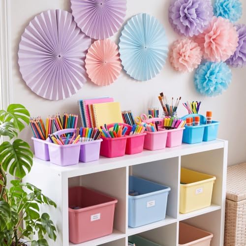 Kathfly 12 Pack Classroom Caddy Organizer with Handle Bulk, Purple Pink - Image 2