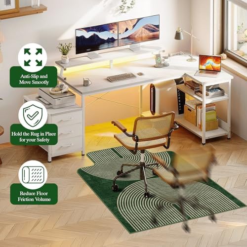 Office Chair Mat for Hardwood Floor & Tile Floor,36"X 48"-Convex Geo Green - Image 4