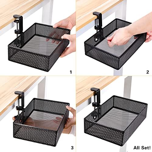 Under Desk Drawer, Clamp on Desk Organizer Hanging Desk Storage Under Table - Image 5