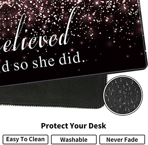 Large Gaming Mouse Pad, Keyboard Wrist Rest + Mouse Wrist Pad + Coaster Combination Set, Memory Sponge Non-Slip Base. Suitable for Office and Home, She Believed She Could So She Did - Image 5