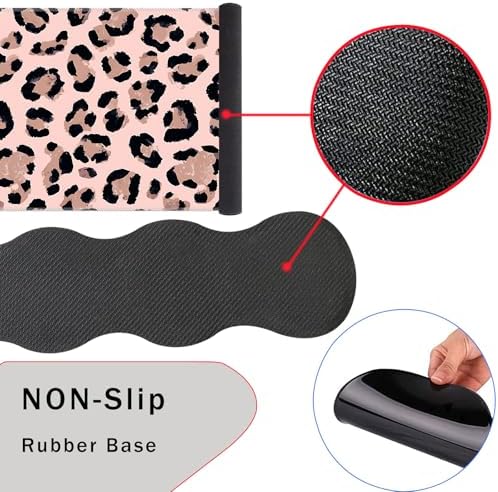 Mouse Pad,Large Pink Desk Mat, 4in1 XXL Mousepad + Keyboard Wrist Rest+Mouse Wrist Rest+Coaster Set with Ergonomic Desk Pad for Home Office Table Computer-Cute Leopard - Image 3
