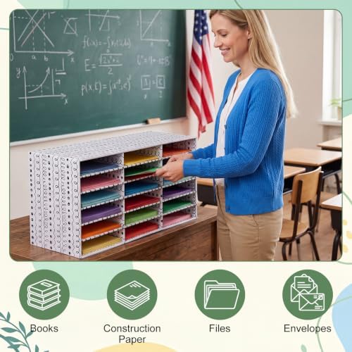 Fuutreo 1 Pc Classroom Construction Paper Storage,Wavy Lines and Dot - Image 6