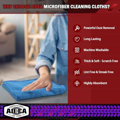 AIDEA Microfiber Cleaning Cloth-200PK, Microfiber Towels for Cars, 12×12" - Image 3