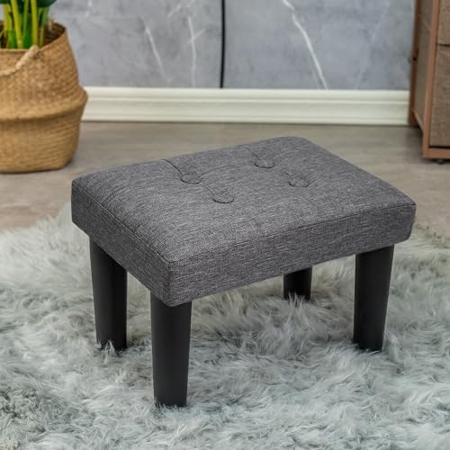 CAROLMADE Ottoman Foot Rest, Linen Small Ottoman Foot Stool with Legs Modern Footstool Ottomans for Living Room Entryway Office, Grey by CAROLMADE