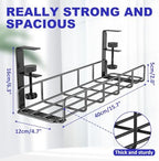 Under Desk Cable Management Tray No Drill Steel Rack Black - Image 5