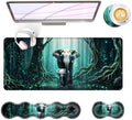 Large Keyboard Mouse Pad Set, Extended Mouse Pad+Keyboard Wrist Rest Support, Memory Foam Ergonomic Easy Typing, 4Pcs (31.5×11.8 in) Desk Pad Set for Office Home,Elephant Baby and Mom by Unknown