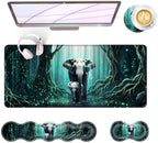 Large Keyboard Mouse Pad Set, Extended Mouse Pad+Keyboard Wrist Rest Support, Memory Foam Ergonomic Easy Typing, 4Pcs (31.5×11.8 in) Desk Pad Set for Office Home,Elephant Baby and Mom by Unknown