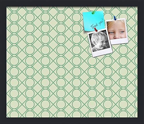 PinPix 20x17 inch Cork Bulletin Board. This Decorative Framed Pin Board Comes with Diamond Pattern in Green Design and Satin Black. Ideal for Home, Office Decor or School (PinPix-586) by PinPixBulletinBoards
