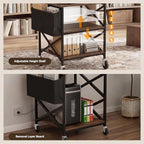 Large Printer Stand with Storage Bag, 23.6'' x 23.6'' with Power Outlet - Image 3