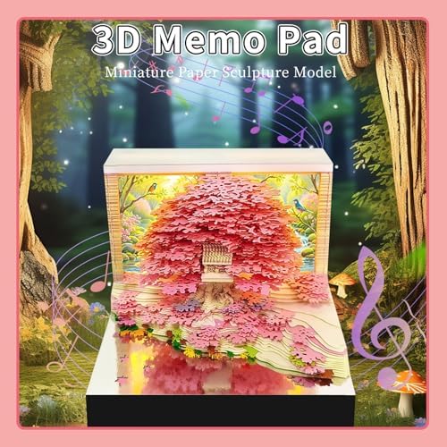 3D Calendar 2027,3D Desk Calendar Memo Pad 2027,3D Art Calendar Memo Pad 2027,Time Piece calendars 2027,3D Paper Art Notepad,Music Tree Desktop Decoration,New Year,Christmas Gift (Music Tree (Pink)) - Image 2