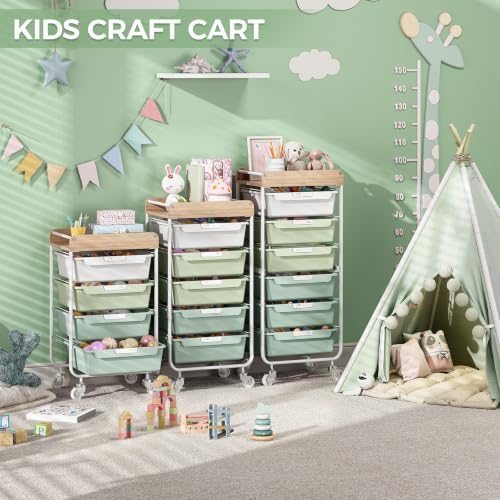 SYKIARIOL Rolling Craft Storage Cart with 4 Drawers,Kids Craft Cart,Green - Image 6
