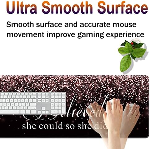 Large Gaming Mouse Pad, Keyboard Wrist Rest + Mouse Wrist Pad + Coaster Combination Set, Memory Sponge Non-Slip Base. Suitable for Office and Home, She Believed She Could So She Did - Image 4