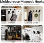 ULIBERMAGNET Strong Magnetic Double Hooks, 4 Pack Heavy Duty Sturdy Coat Magnetic Hooks, Rubber Magnets Large Hooks for Coat Robe Towel Key Hat (Black) - Image 5