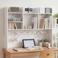 Dorm Desk Hutch with Pegboard, White Desktop Bookshelf by Unknown