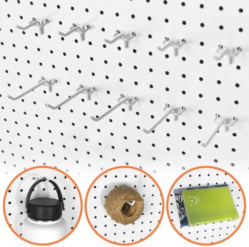 Pegboard Organizer Accessories 18 Pack, Peg Board Hooks Assortment (White) - Image 5