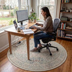 5FT Round Office Chair Mat for Hardwood Floor, Non-Slip Washable Beige Pink - Image 2