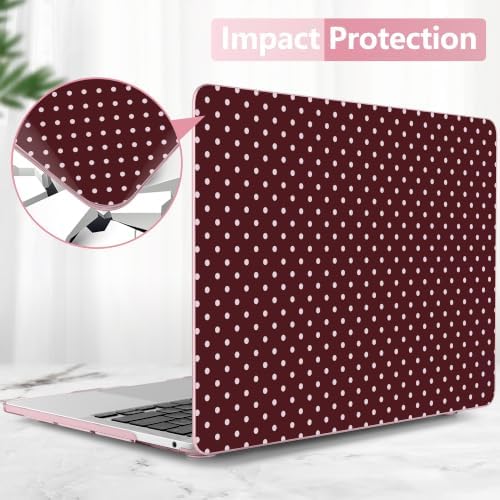 DONGKE Case for MacBook Pro 13 Inch (2026-2020 Models A2338 M2 M1/A2251/A2289), Burgundy Polka Dots Hard Shell Case with Keyboard Protector, Compatible with Retina Display and Touch Bar - Image 7