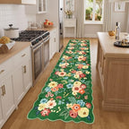 DUKINO 2x8 Washable Runner Rug, Floral Non Slip Kitchen Rugs, Dark Green - Image 3