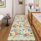 DUKINO 3x8 Kitchen Runner Rug, Soft Floral Washable Rug for Hallway, Green - Image 3
