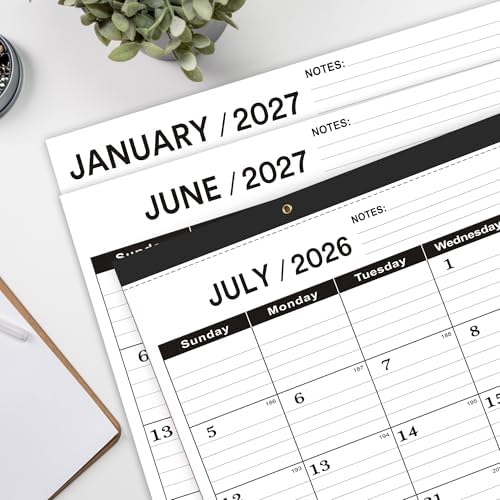 Desk Calendar 2026-2027,July 2026 to December 2027,Desk calendar 2026-2027 Large 22x17, Classroom Calendar 2027 with PVC Cover,Round Holes& NOTES List (Black),18 Months Calender 2027 - Image 6
