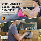 Gifts for Readers & Writers Tablet & Book Stand, Soft Reading Pillow, Book Holder with Pockets for Storage, Suitable for eReader/iPad/Kindle or Galaxy Devices, Book Couch Blue - Image 2