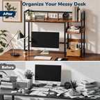 Desk Shelf, 38.6" Desk Hutch for Computer Monitor, Rustic Brown - Image 6