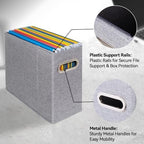 6 Packs Letter Size File Organizer, File Folders Organizer, Fabric Storage Box, Collapsible Paper Organizer with Metal Handle, Smooth PVC Rails, Only Box (Gray) - Image 4